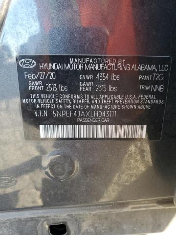 Photo 12 VIN: 5NPEF4JAXLH043111 - HYUNDAI SONATA SEL 