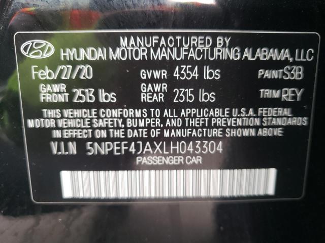 Photo 9 VIN: 5NPEF4JAXLH043304 - HYUNDAI SONATA SEL 