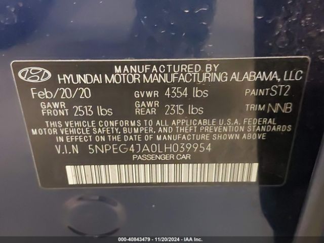 Photo 8 VIN: 5NPEG4JA0LH039954 - HYUNDAI SONATA 