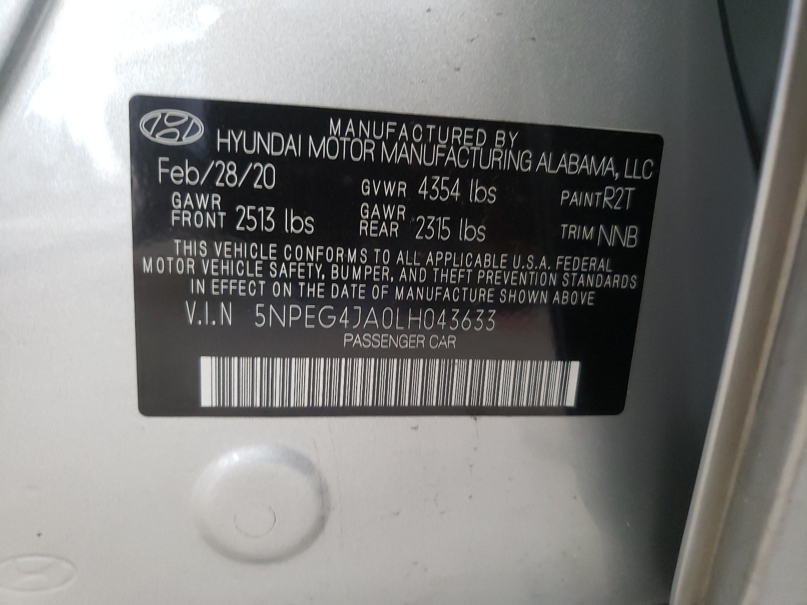 Photo 9 VIN: 5NPEG4JA0LH043633 - HYUNDAI SONATA SE 