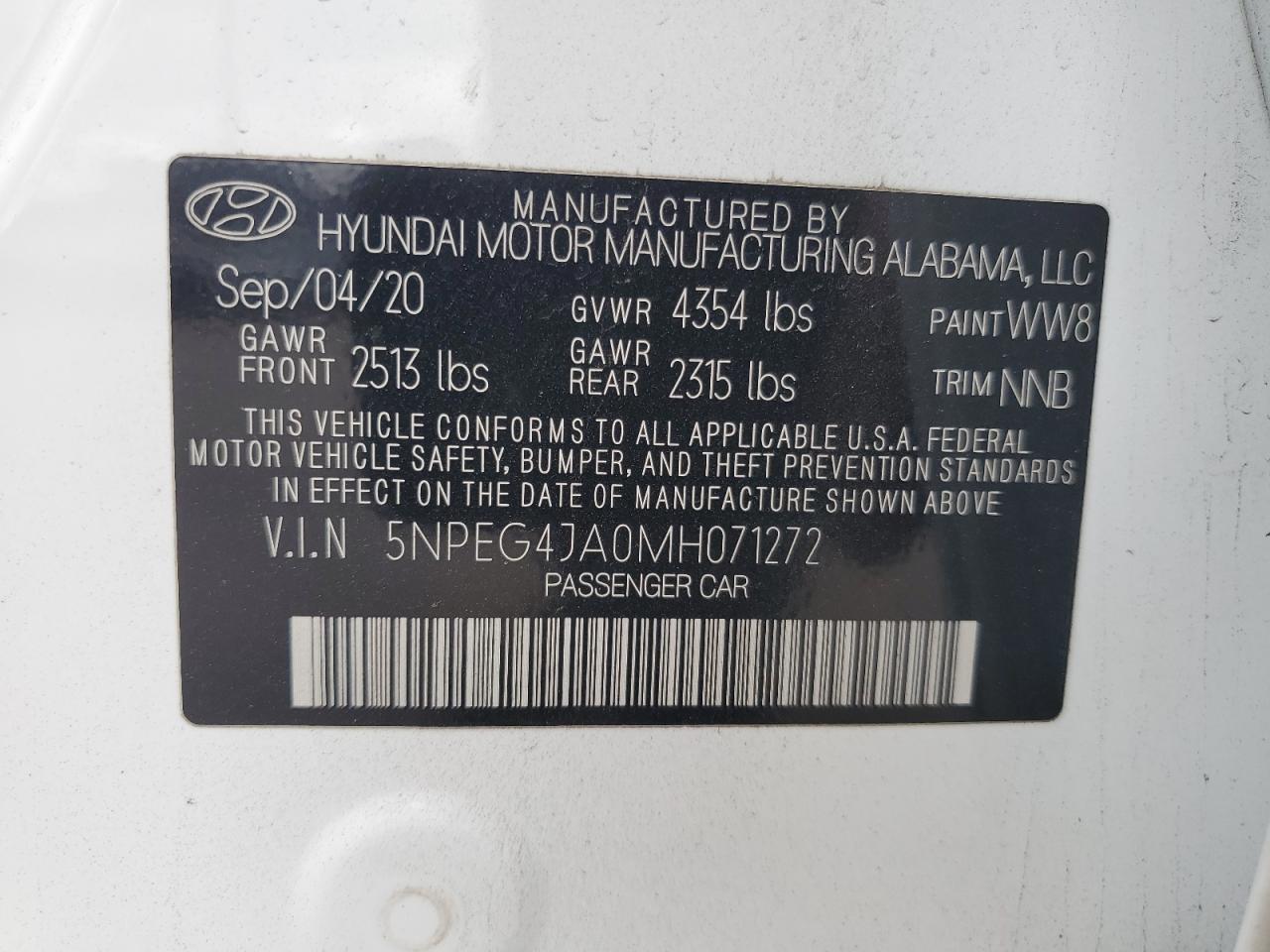 Photo 11 VIN: 5NPEG4JA0MH071272 - HYUNDAI SONATA 