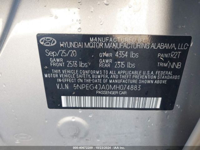 Photo 8 VIN: 5NPEG4JA0MH074883 - HYUNDAI SONATA 