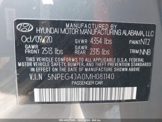 Photo 8 VIN: 5NPEG4JA0MH081140 - HYUNDAI SONATA 