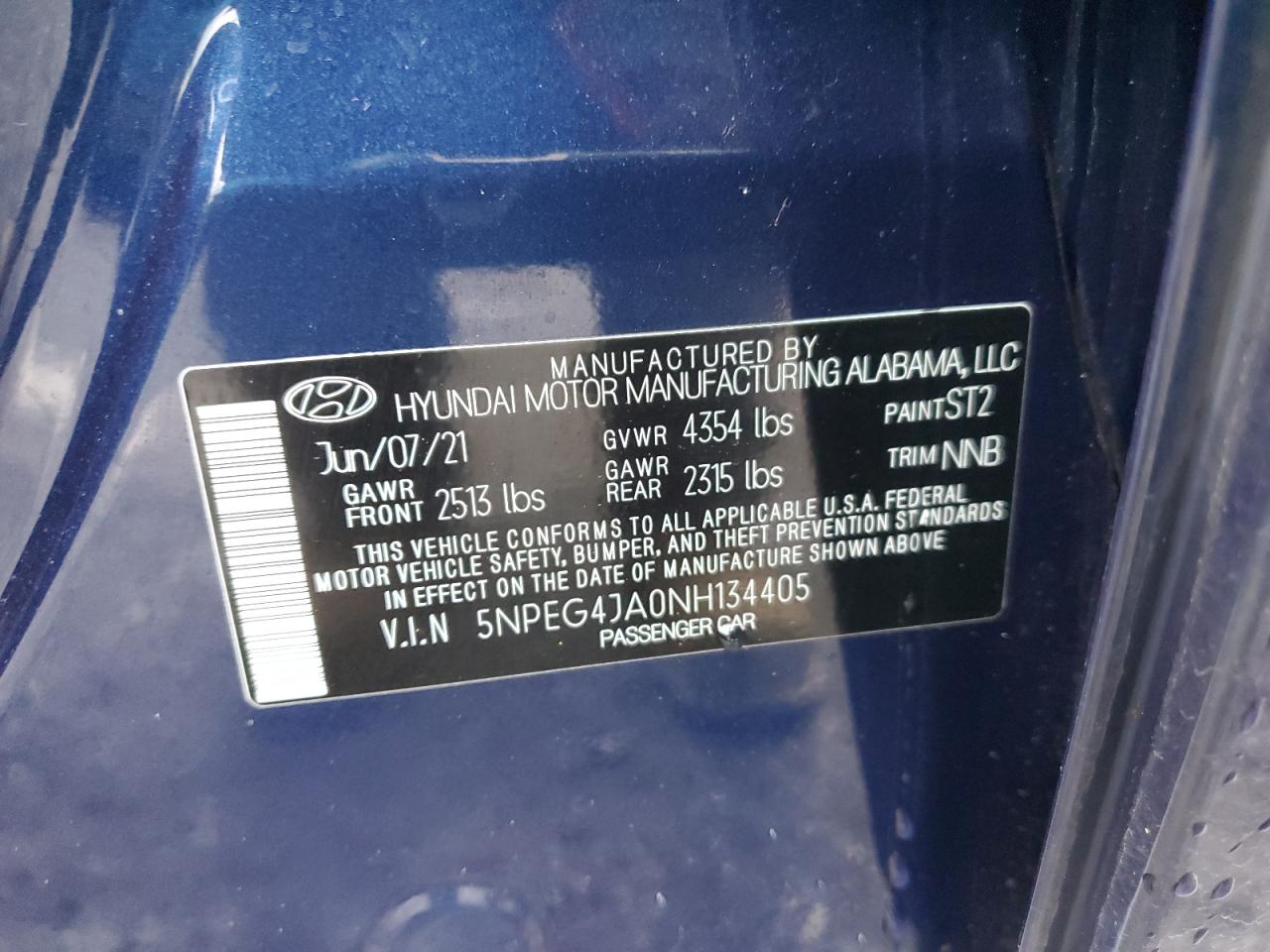 Photo 11 VIN: 5NPEG4JA0NH134405 - HYUNDAI SONATA 