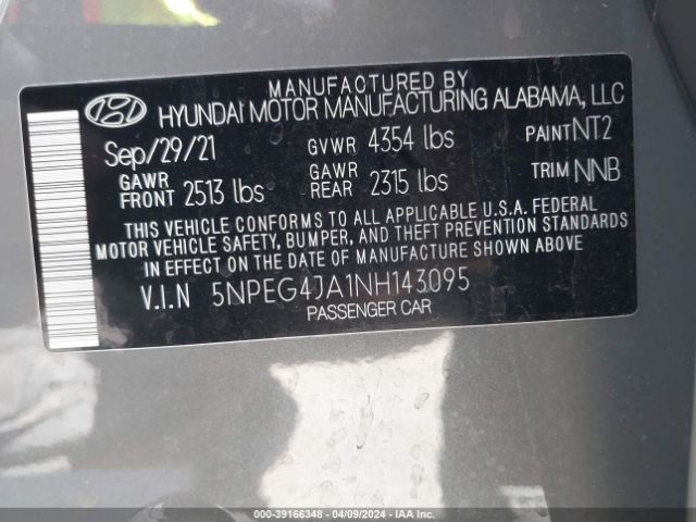 Photo 8 VIN: 5NPEG4JA1NH143095 - HYUNDAI SONATA 