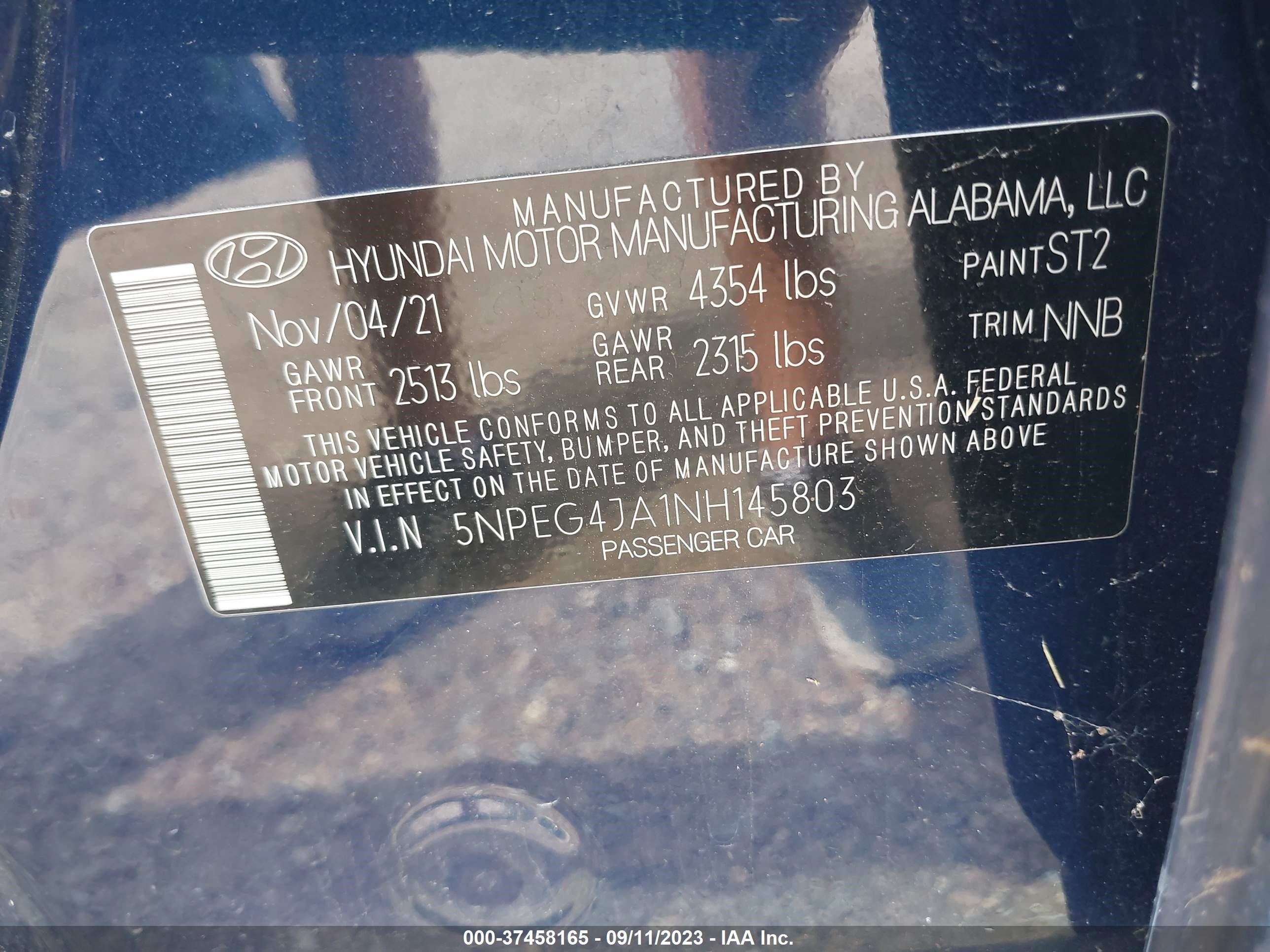 Photo 8 VIN: 5NPEG4JA1NH145803 - HYUNDAI SONATA 