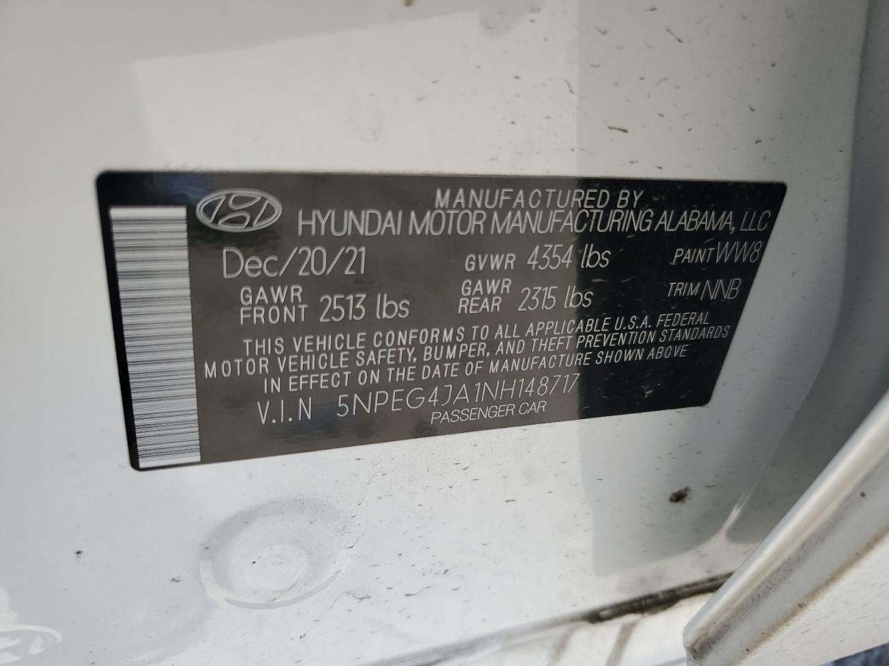 Photo 12 VIN: 5NPEG4JA1NH148717 - HYUNDAI SONATA 