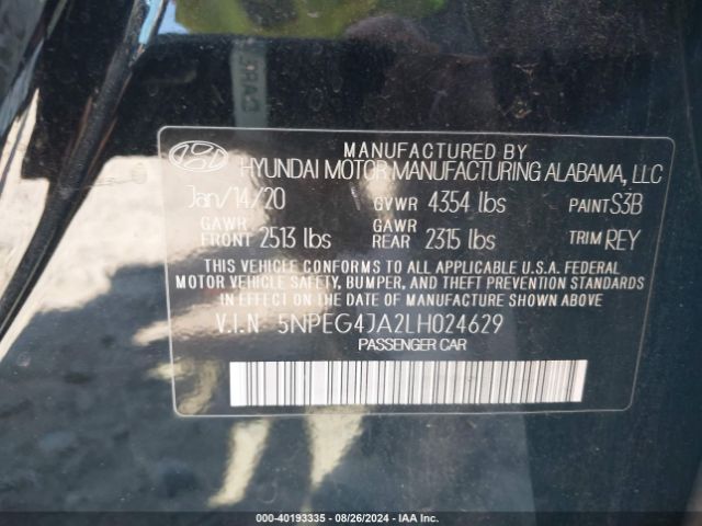 Photo 8 VIN: 5NPEG4JA2LH024629 - HYUNDAI SONATA 