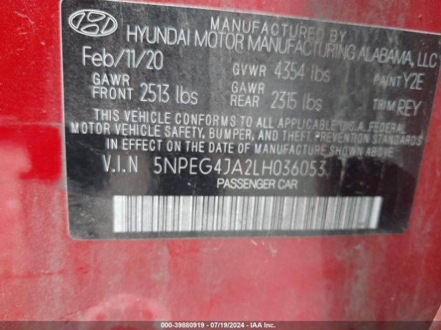 Photo 8 VIN: 5NPEG4JA2LH036053 - HYUNDAI SONATA 