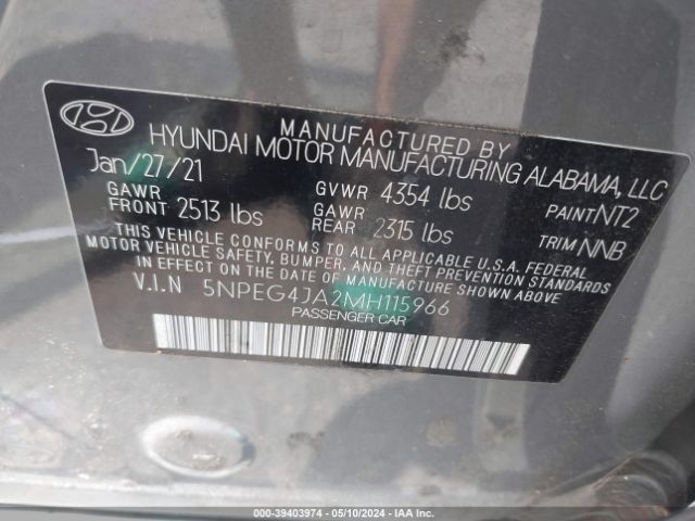 Photo 8 VIN: 5NPEG4JA2MH115966 - HYUNDAI SONATA 