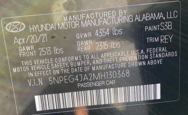 Photo 9 VIN: 5NPEG4JA2MH130368 - HYUNDAI SONATA SE 