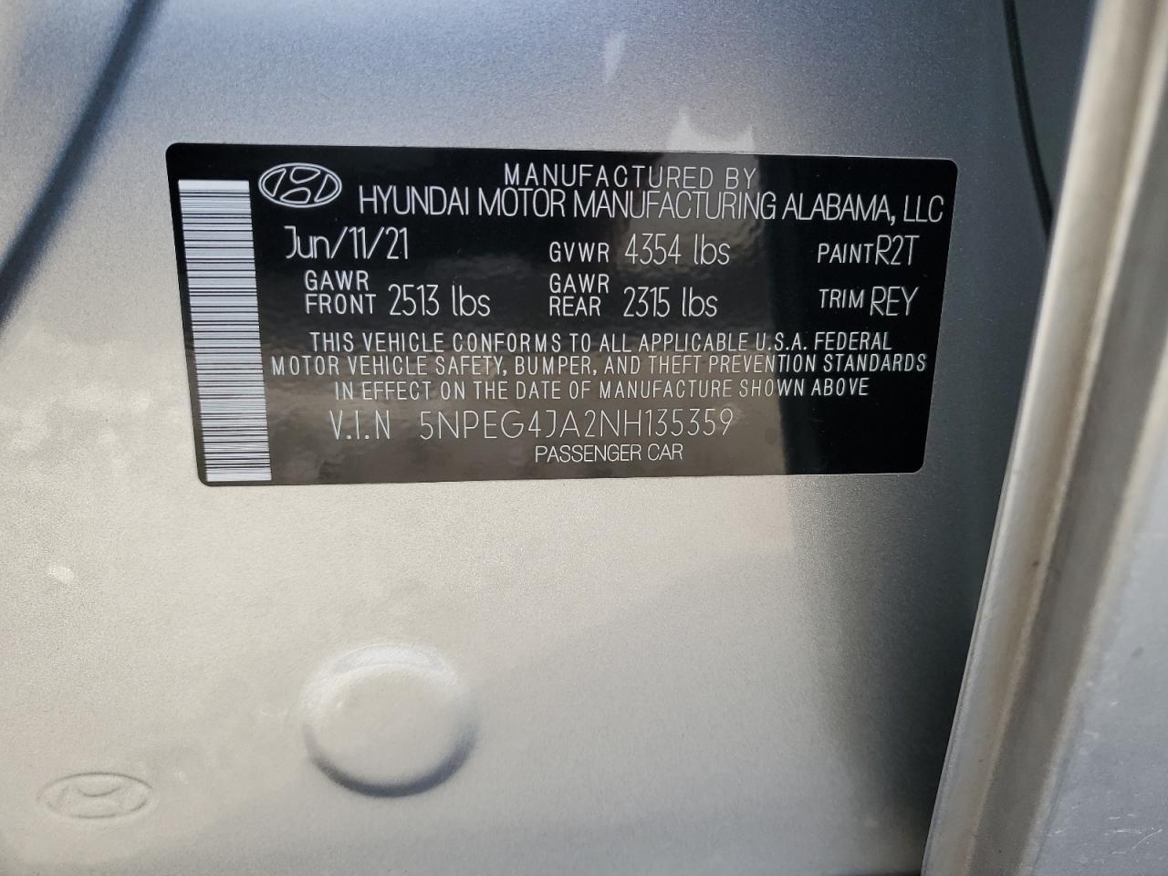 Photo 11 VIN: 5NPEG4JA2NH135359 - HYUNDAI SONATA 