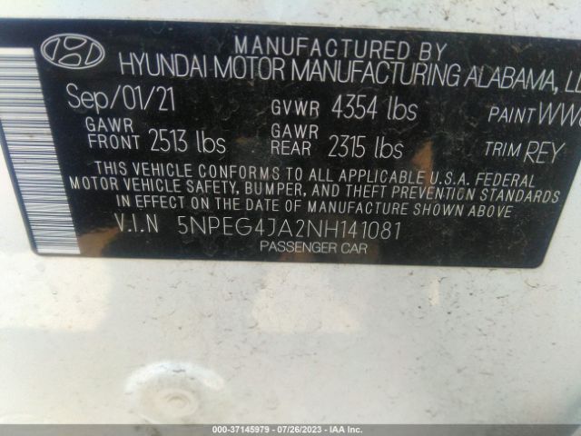 Photo 8 VIN: 5NPEG4JA2NH141081 - HYUNDAI SONATA 