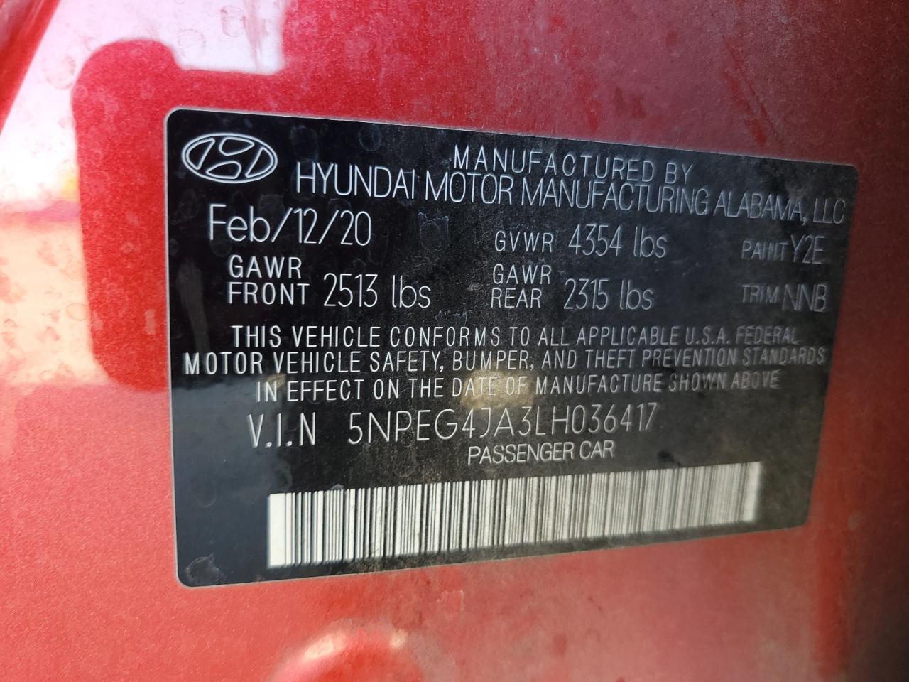 Photo 11 VIN: 5NPEG4JA3LH036417 - HYUNDAI SONATA 