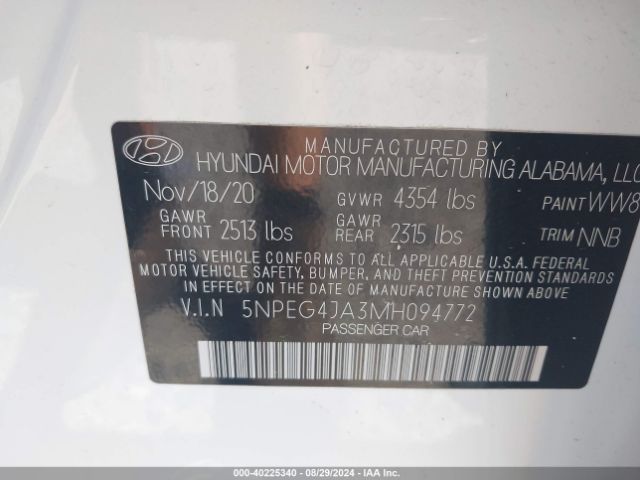 Photo 8 VIN: 5NPEG4JA3MH094772 - HYUNDAI SONATA 