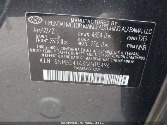 Photo 8 VIN: 5NPEG4JA3MH113496 - HYUNDAI SONATA 