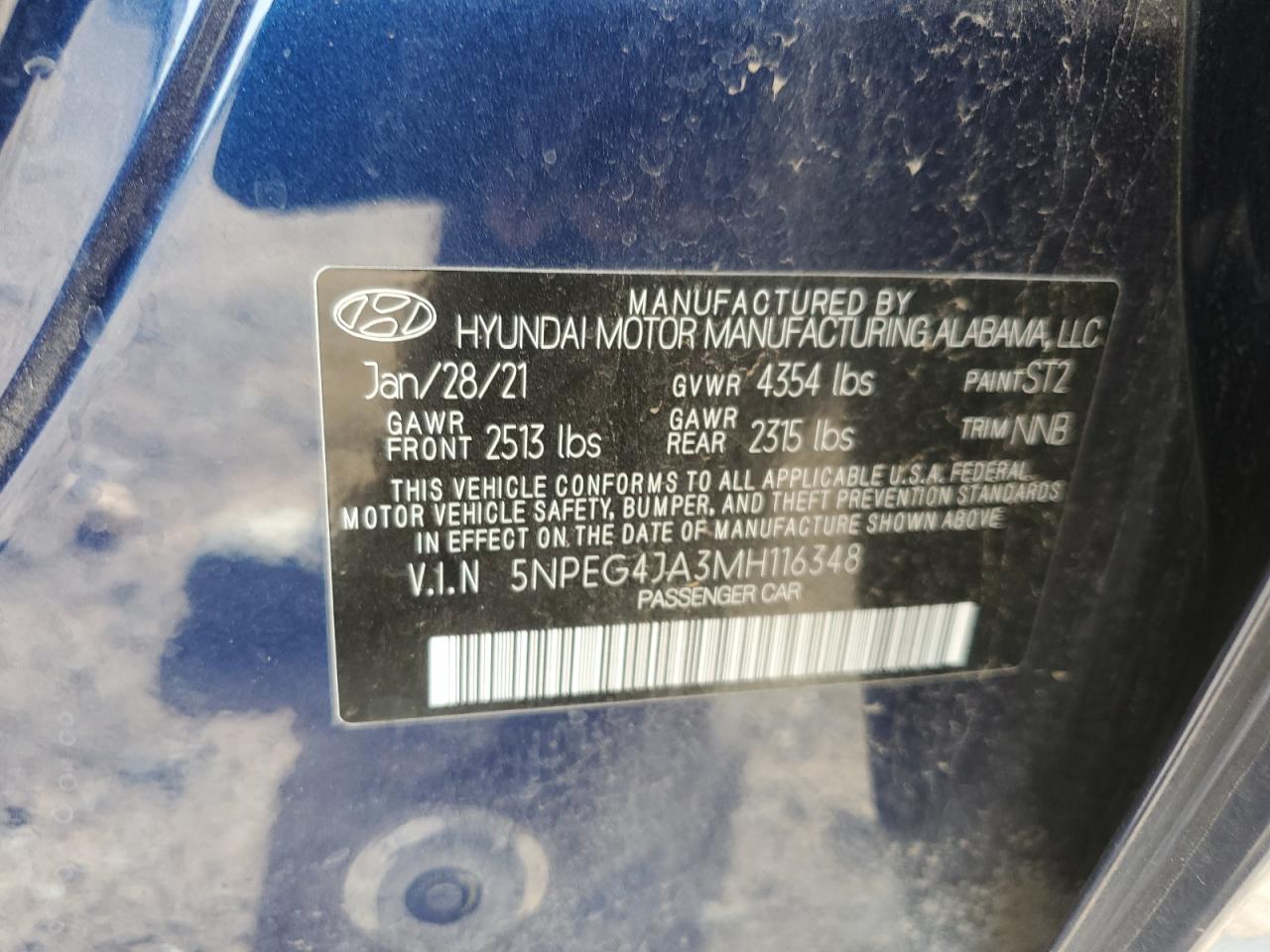 Photo 12 VIN: 5NPEG4JA3MH116348 - HYUNDAI SONATA 