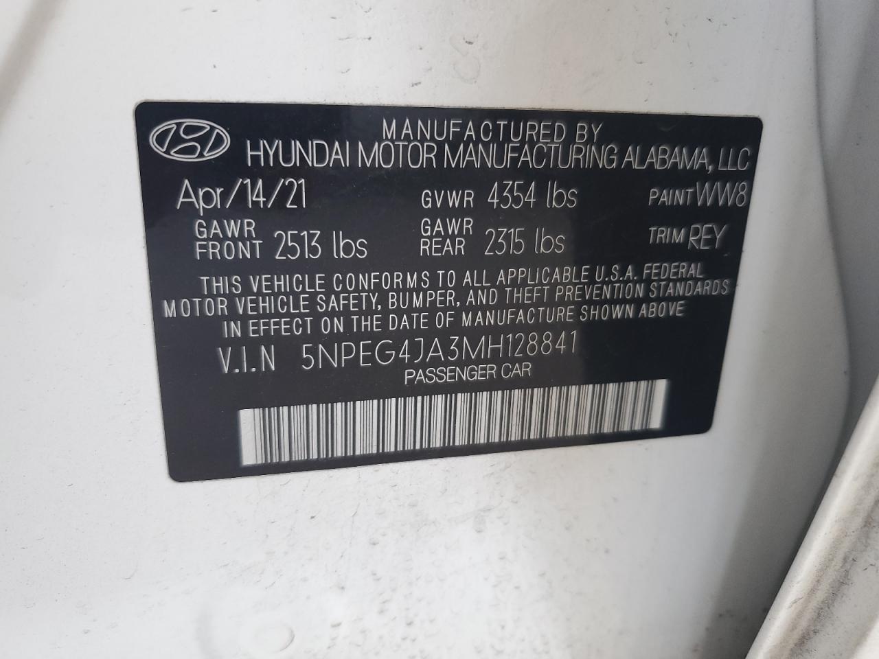 Photo 11 VIN: 5NPEG4JA3MH128841 - HYUNDAI SONATA 