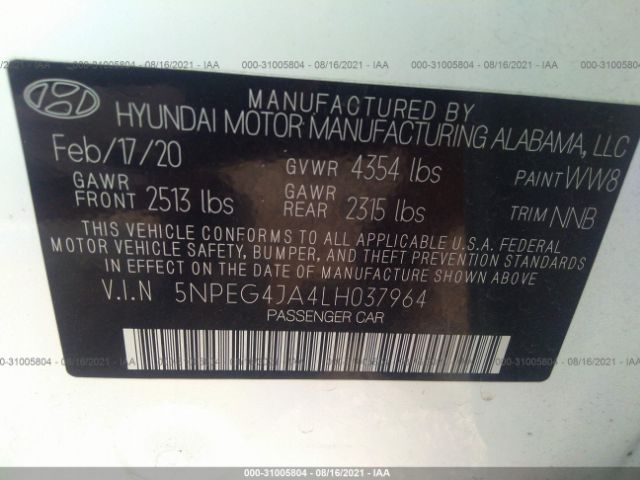 Photo 8 VIN: 5NPEG4JA4LH037964 - HYUNDAI SONATA 