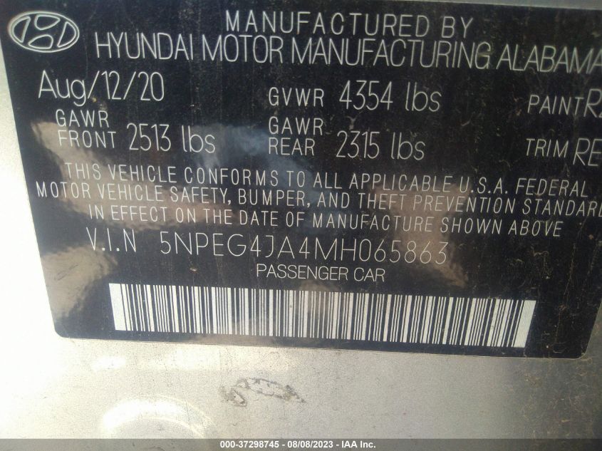 Photo 8 VIN: 5NPEG4JA4MH065863 - HYUNDAI SONATA 