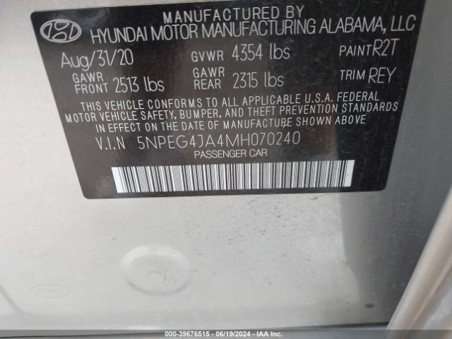 Photo 8 VIN: 5NPEG4JA4MH070240 - HYUNDAI SONATA 