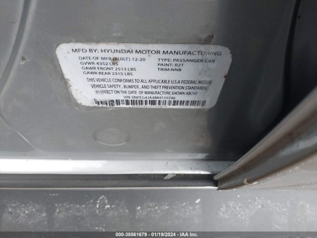 Photo 8 VIN: 5NPEG4JA4MH109246 - HYUNDAI SONATA 