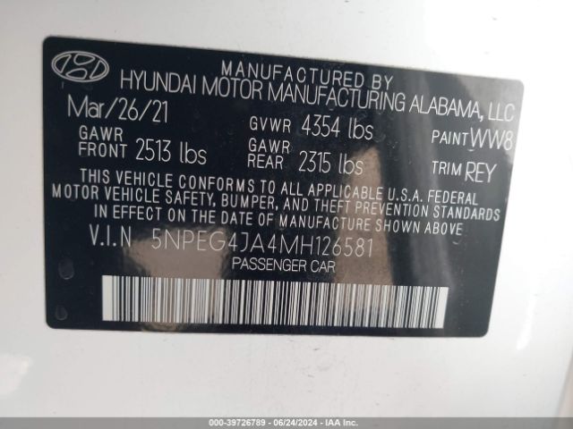 Photo 8 VIN: 5NPEG4JA4MH126581 - HYUNDAI SONATA 