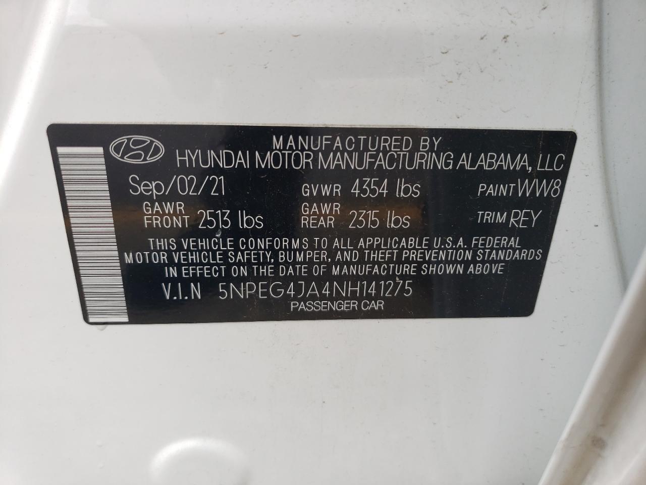 Photo 11 VIN: 5NPEG4JA4NH141275 - HYUNDAI SONATA 