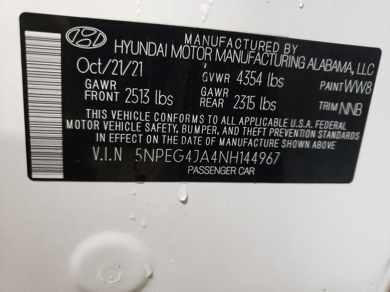 Photo 11 VIN: 5NPEG4JA4NH144967 - HYUNDAI SONATA 