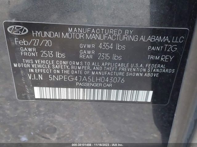 Photo 8 VIN: 5NPEG4JA5LH043076 - HYUNDAI SONATA 