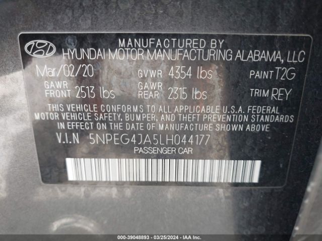 Photo 8 VIN: 5NPEG4JA5LH044177 - HYUNDAI SONATA 