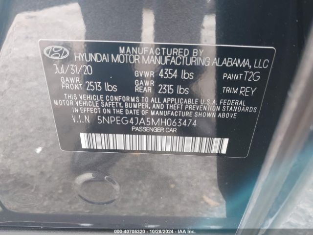 Photo 8 VIN: 5NPEG4JA5MH063474 - HYUNDAI SONATA 