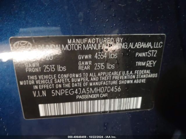 Photo 8 VIN: 5NPEG4JA5MH070456 - HYUNDAI SONATA 