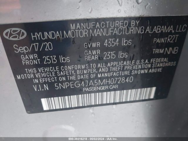 Photo 8 VIN: 5NPEG4JA5MH072840 - HYUNDAI SONATA 