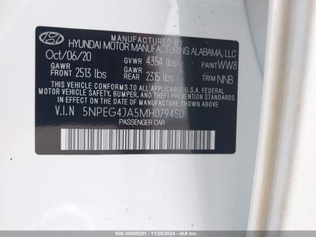 Photo 8 VIN: 5NPEG4JA5MH079450 - HYUNDAI SONATA 