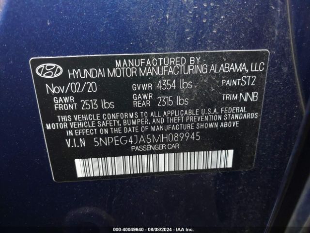 Photo 8 VIN: 5NPEG4JA5MH089945 - HYUNDAI SONATA 