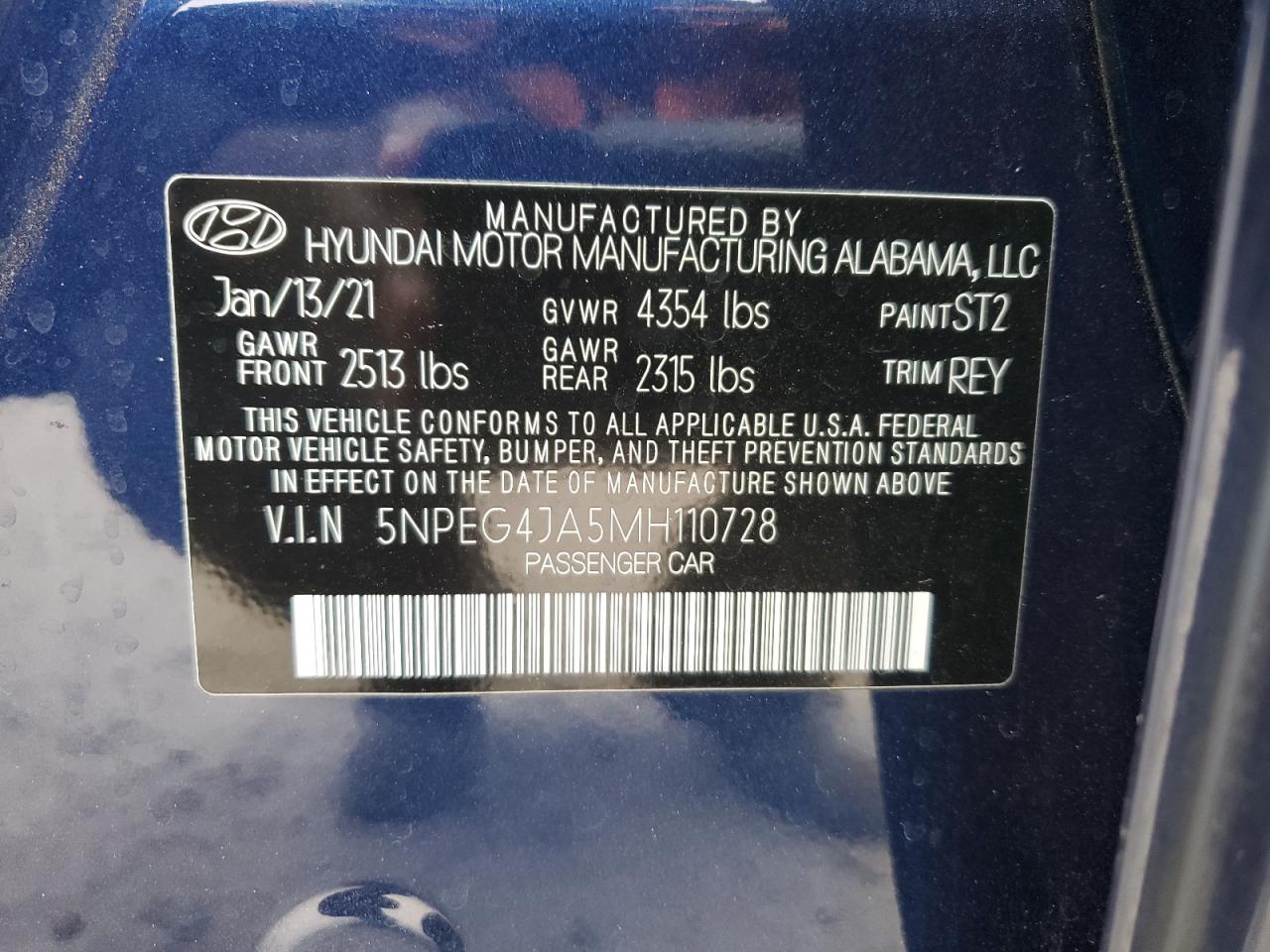 Photo 12 VIN: 5NPEG4JA5MH110728 - HYUNDAI SONATA 