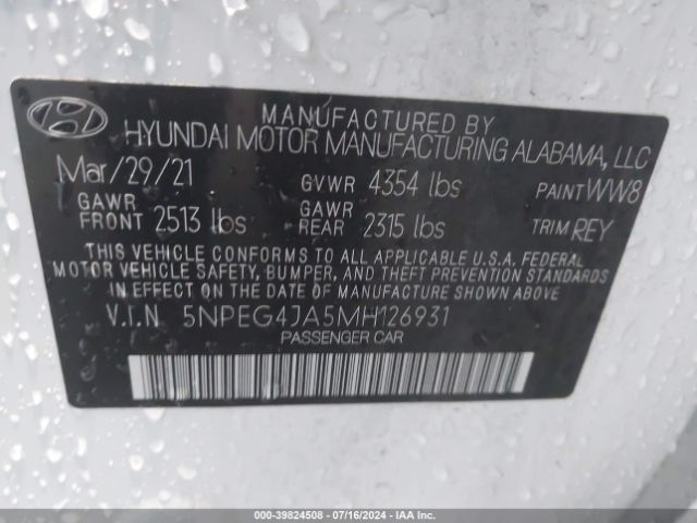 Photo 8 VIN: 5NPEG4JA5MH126931 - HYUNDAI SONATA 