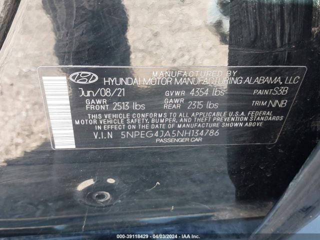 Photo 8 VIN: 5NPEG4JA5NH134786 - HYUNDAI SONATA 