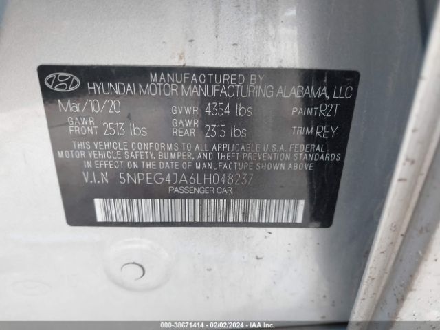 Photo 8 VIN: 5NPEG4JA6LH048237 - HYUNDAI SONATA 