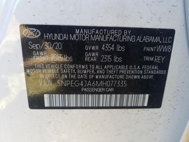 Photo 9 VIN: 5NPEG4JA6MH077335 - HYUNDAI SONATA SE 