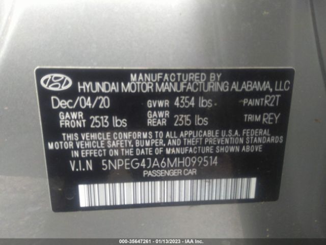 Photo 8 VIN: 5NPEG4JA6MH099514 - HYUNDAI SONATA 