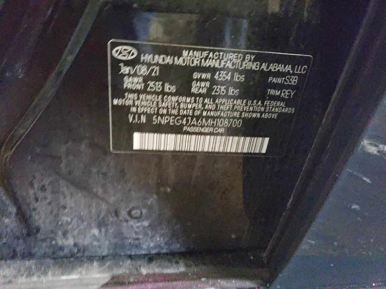 Photo 11 VIN: 5NPEG4JA6MH108700 - HYUNDAI SONATA 