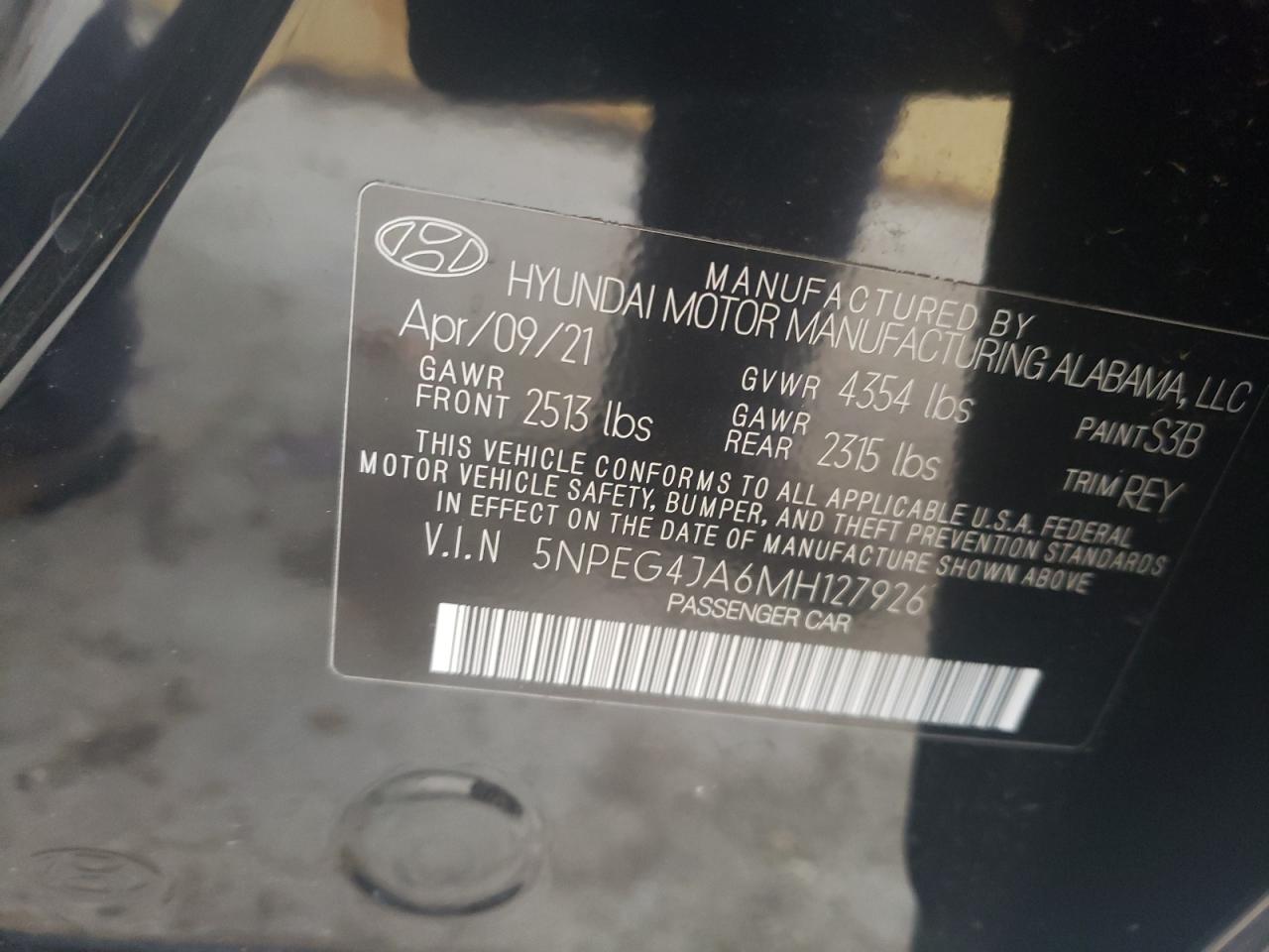 Photo 11 VIN: 5NPEG4JA6MH127926 - HYUNDAI SONATA 