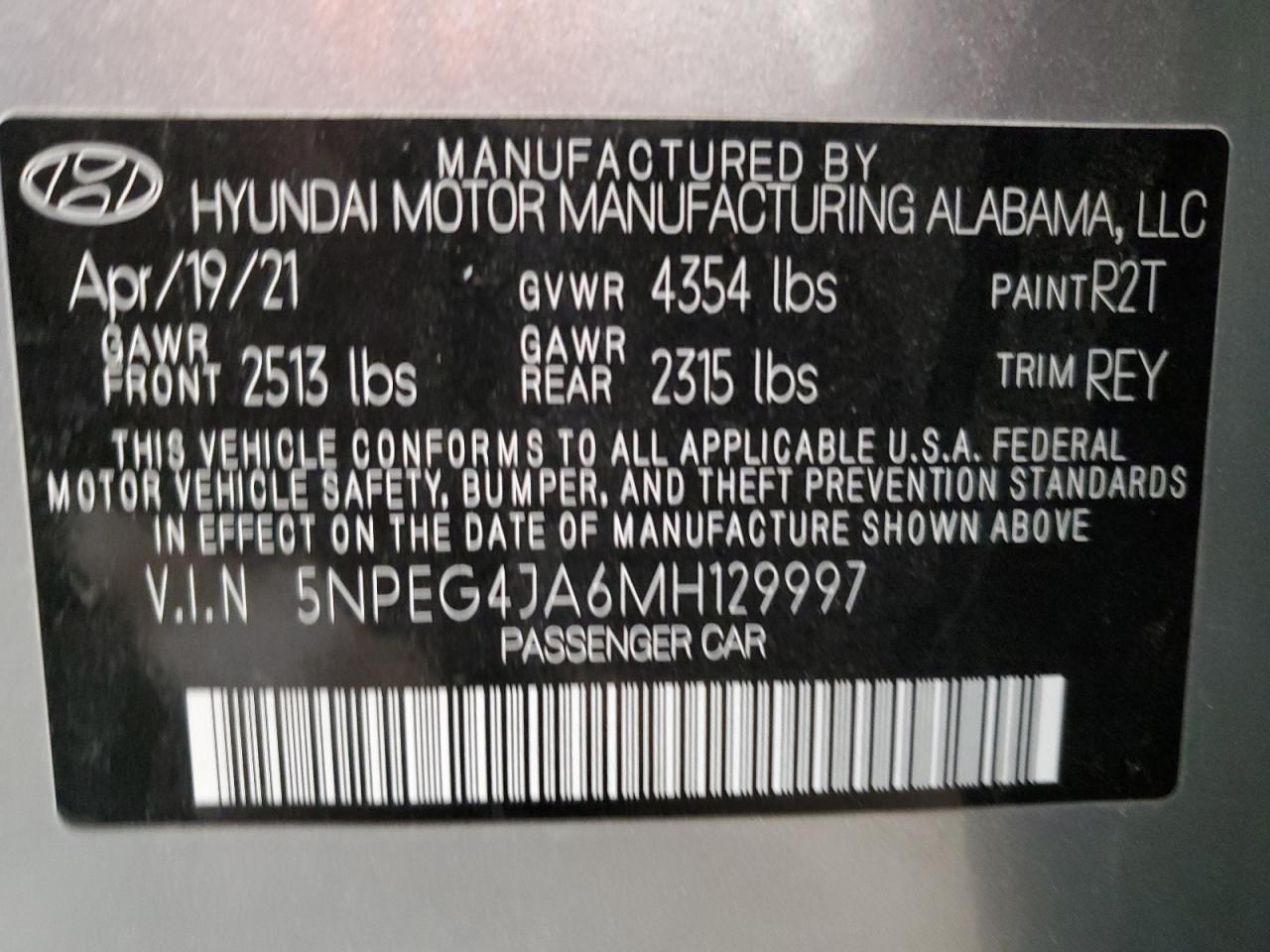 Photo 11 VIN: 5NPEG4JA6MH129997 - HYUNDAI SONATA 