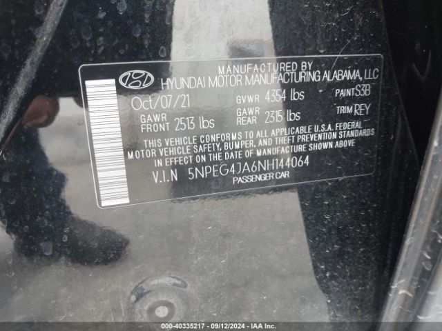 Photo 8 VIN: 5NPEG4JA6NH144064 - HYUNDAI SONATA 