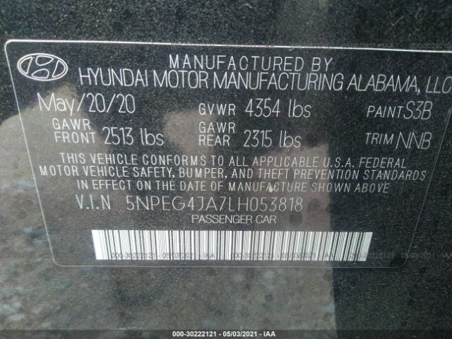 Photo 8 VIN: 5NPEG4JA7LH053818 - HYUNDAI SONATA 