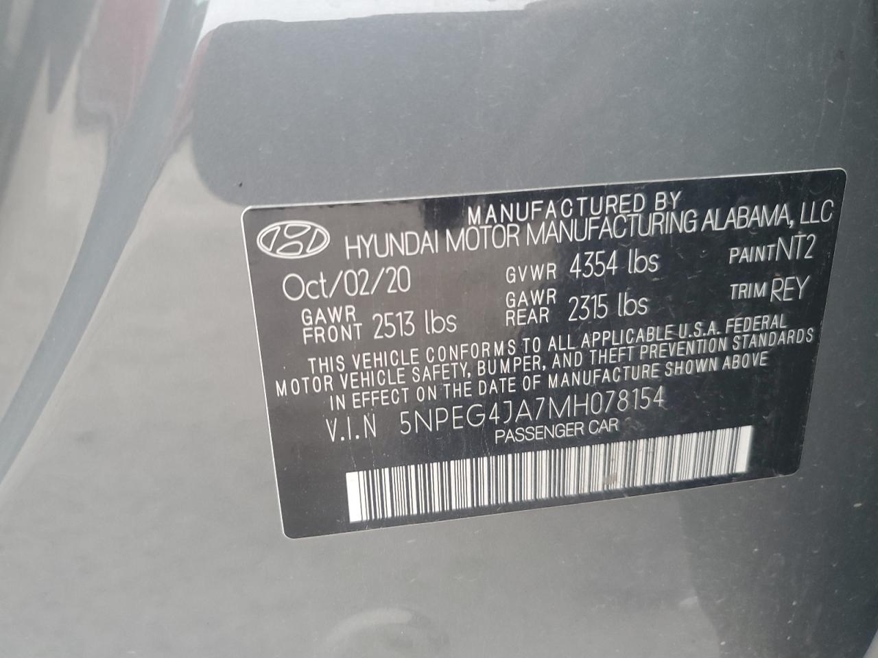 Photo 11 VIN: 5NPEG4JA7MH078154 - HYUNDAI SONATA 