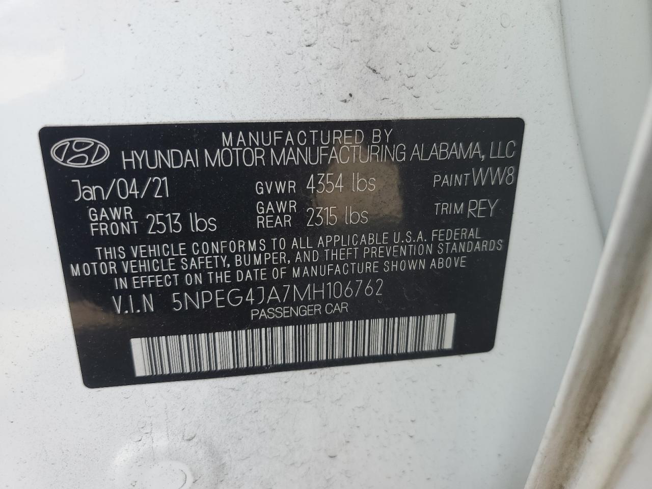 Photo 12 VIN: 5NPEG4JA7MH106762 - HYUNDAI SONATA 