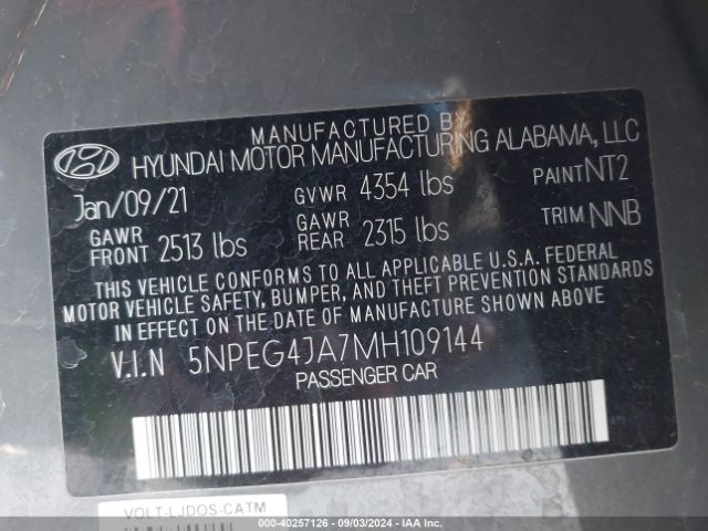 Photo 8 VIN: 5NPEG4JA7MH109144 - HYUNDAI SONATA 